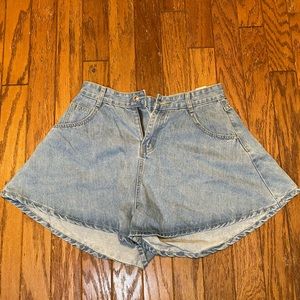 Wide Leg Light Denim Shorts